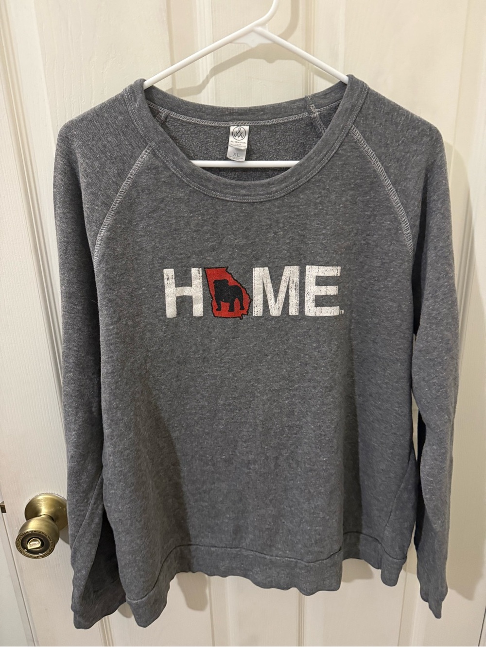 Alternative Apparel Women's Heather Gray Crewneck Sweatshirt with Red Accent